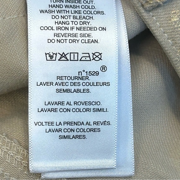 LAUREN Ralph Lauren metallic gold distressed faded stretchy slim fit jeans Sz 10 - Picture 9 of 14